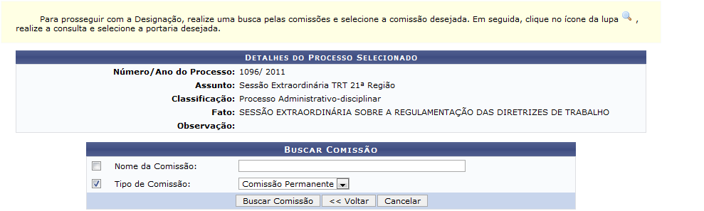 Figura 3: Detalhes do Processo Selecionado