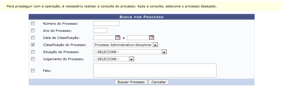 Figura 1: Busca por Processo