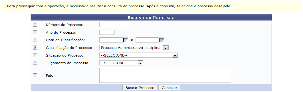 Figura 1: Busca por Processo