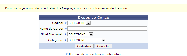 Figura 1: Dados do Cargo