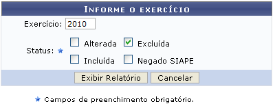 Figura 1: Informe o Exercício