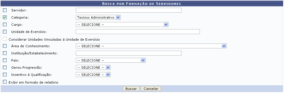 Figura 1: Busca Por Formação de Servidores