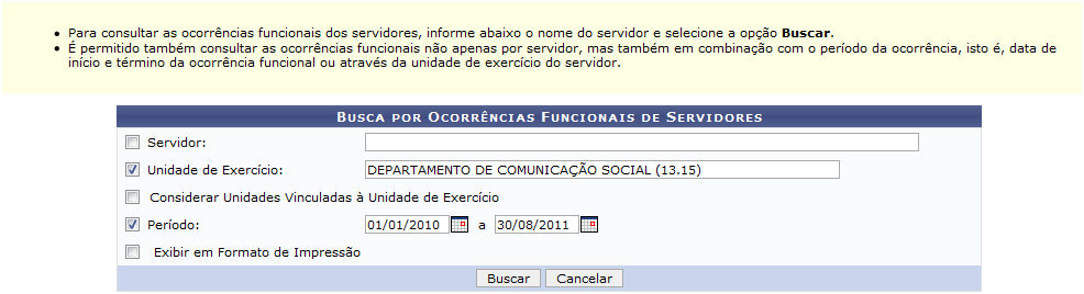 Figura 1: Busca de Ocorrências Funcionais de Servidores