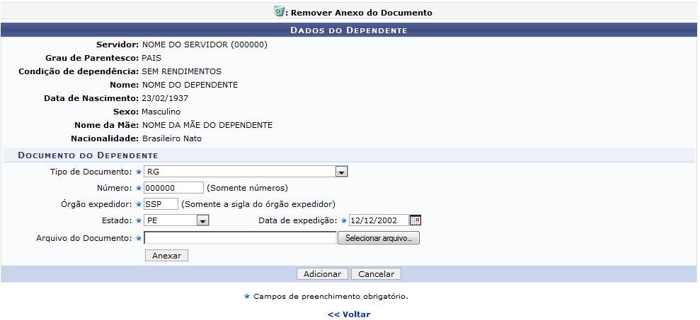 Figura 5: Dados do Dependente 