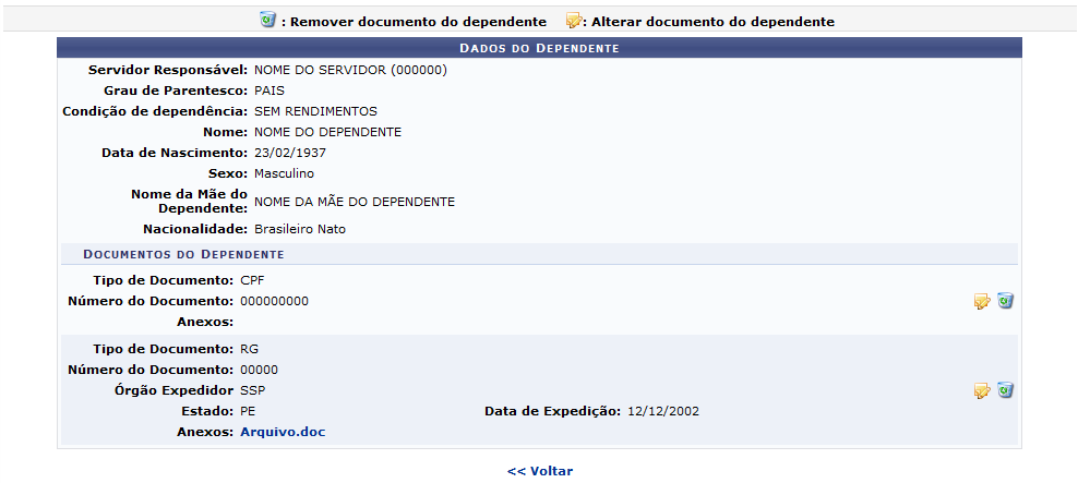 Figura 10: Documentos do Dependente