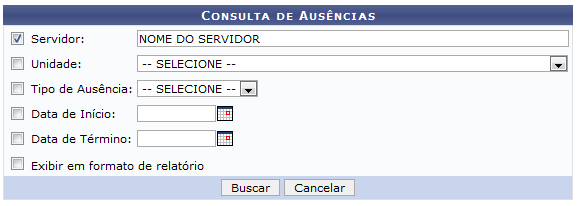 Figura 1:Consulta de Ausências