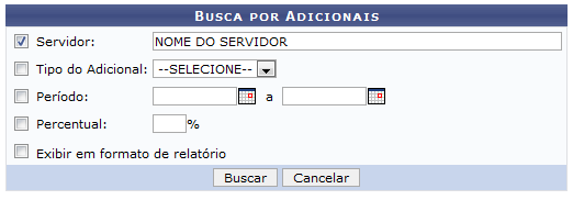 Figura 1: Busca por Adicionais