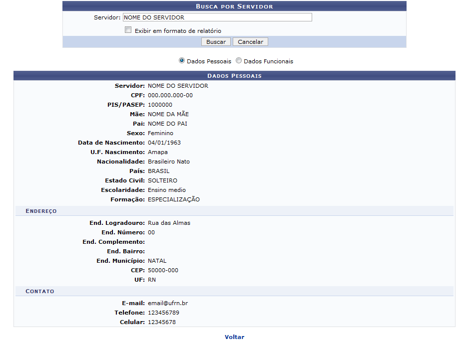 Figura 2: Dados Pessoais