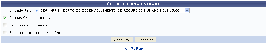 Figura 1: Selecione Uma Unidade