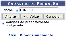 Figura 2: Cadastro de Fundação