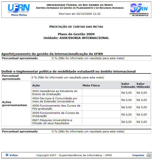 Figura 16: Relatório de prestação de contas