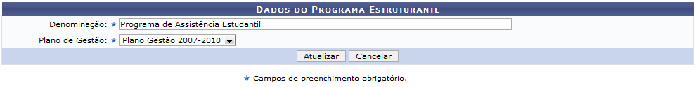 Figura 7: Dados do Programa Estruturante