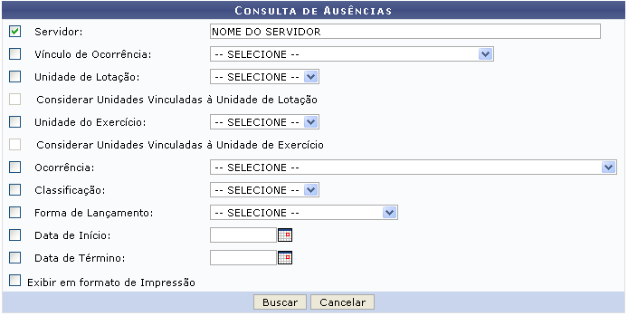 Figura 1: Consulta de Ausências