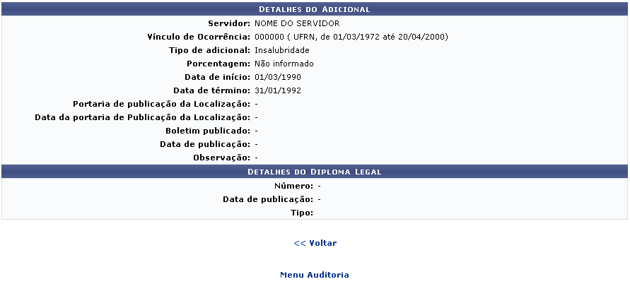 Figura 4: Detalhes do Adicional