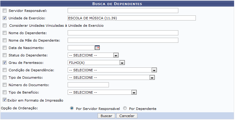 Figura 1: Busca por Dependentes