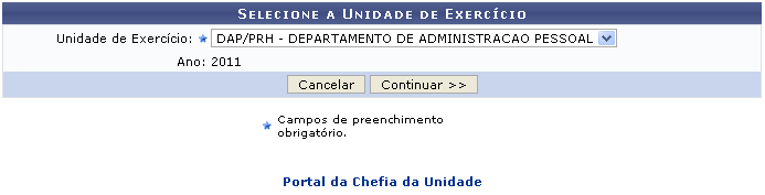 Figura 1: Selecione a Unidade de Exercício