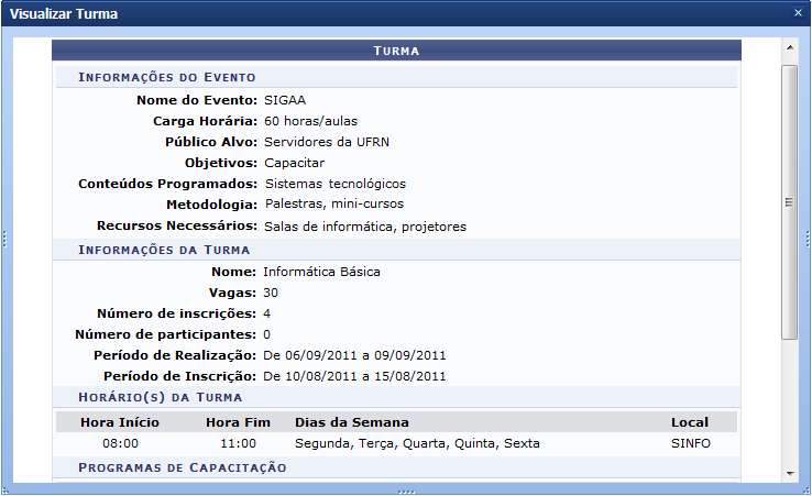 Figura 2: Visualizar Turma