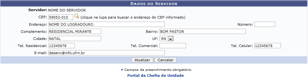 Figura 4: Dados do Servidor