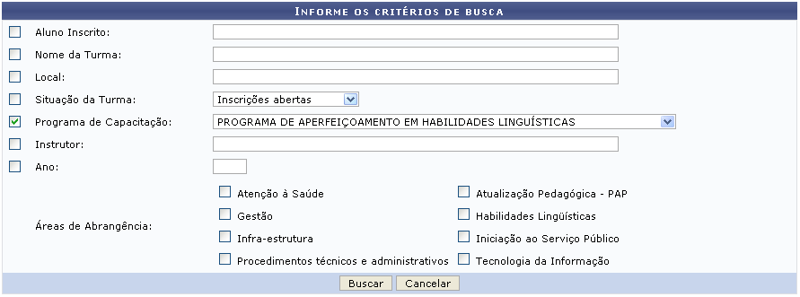 Figura 1: Informe os Critérios de Busca