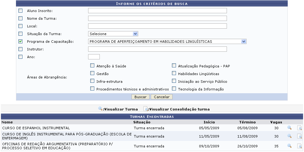 Figura 2: Turmas Encontradas