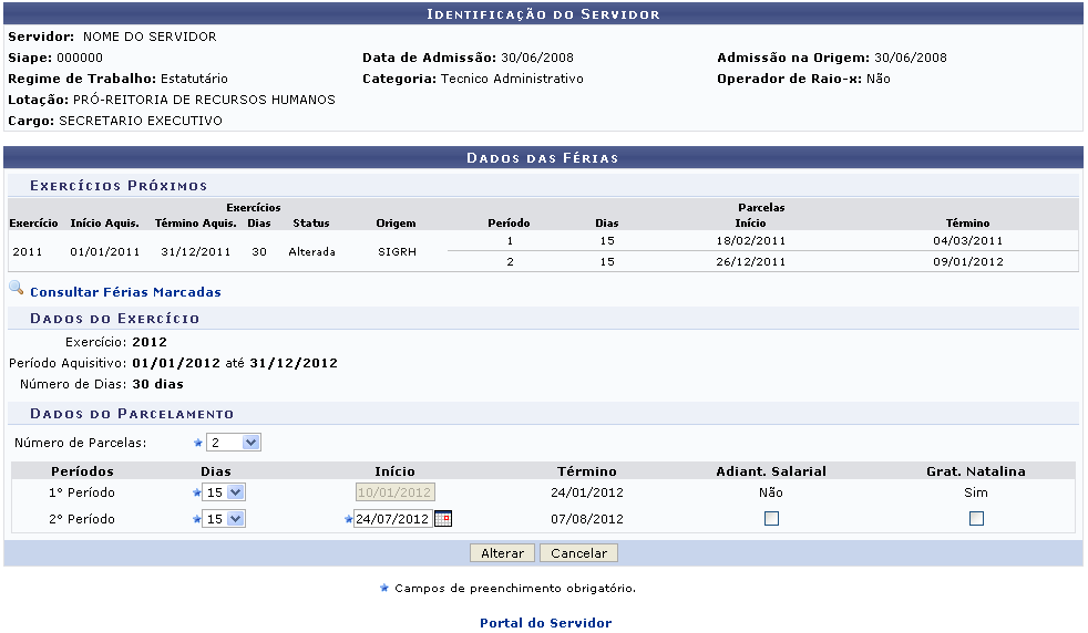 Figura 5: Identificação do Servidor - Alterar