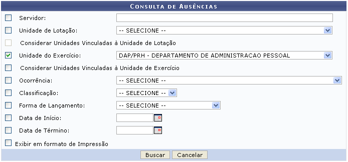 Figura 1: Consulta de Ausências