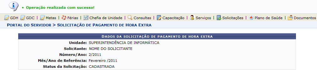 Figura 3: Mensagem de Sucesso