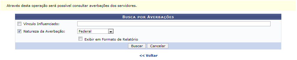 Figura 1: Busca por Averbações de Servidores