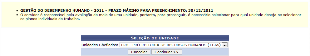 Figura 1: Lista de Unidades