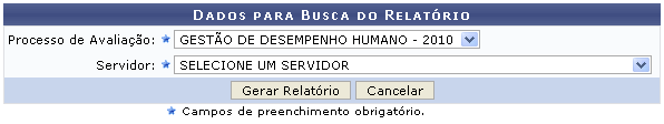 Figura 1: Dados para Busca do Relatório