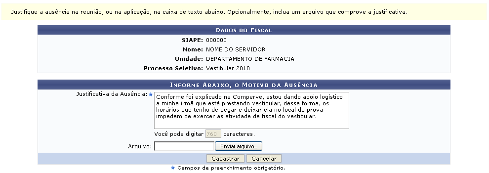 Figura 5: Dados do Fiscal