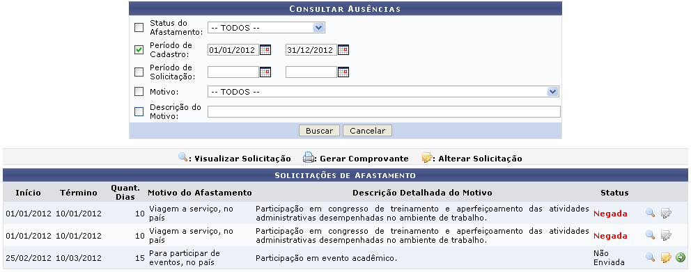 Figura 1: Consultar Ausências