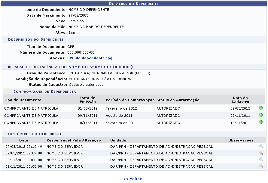 Figura 9: Detalhes do Dependente