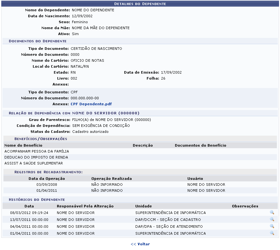Figura 8: Detalhes do Dependente