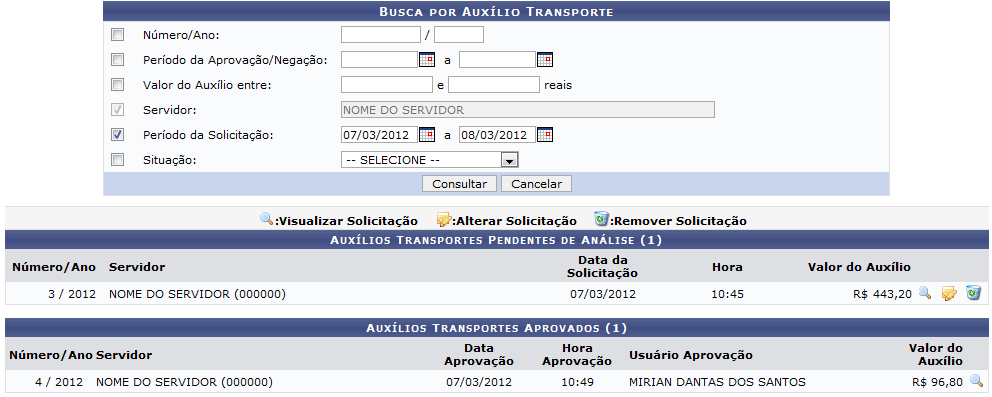 Figura 1: Busca por Auxílio Transporte