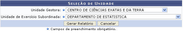 Figura 1: Seleção de Unidade