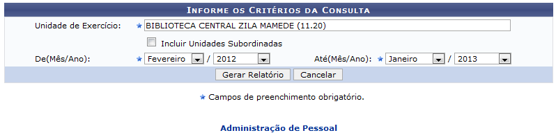  Figura 1: Informe os critérios da Consulta