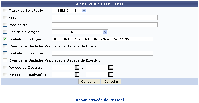 Figura 1: Busca por Solicitação