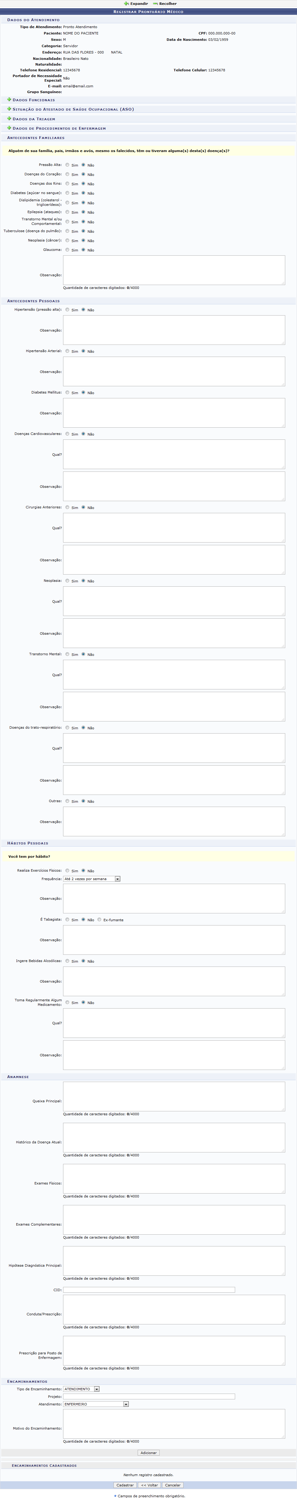 Figura 4: Registrar Prontuário Médico