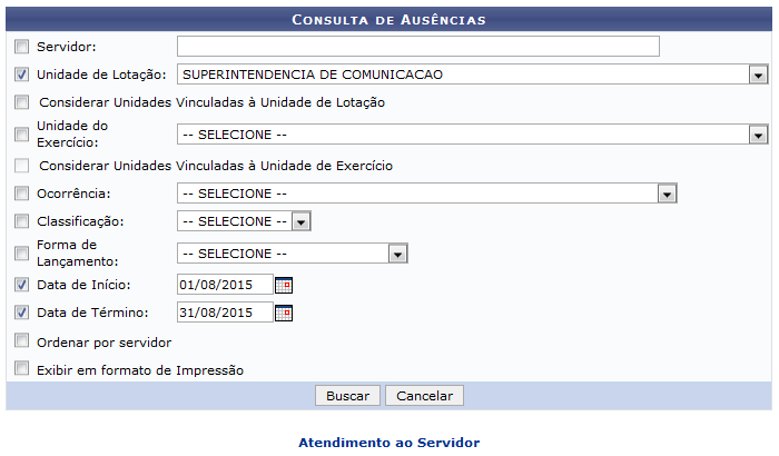 Figura 1: Consulta de Ausências