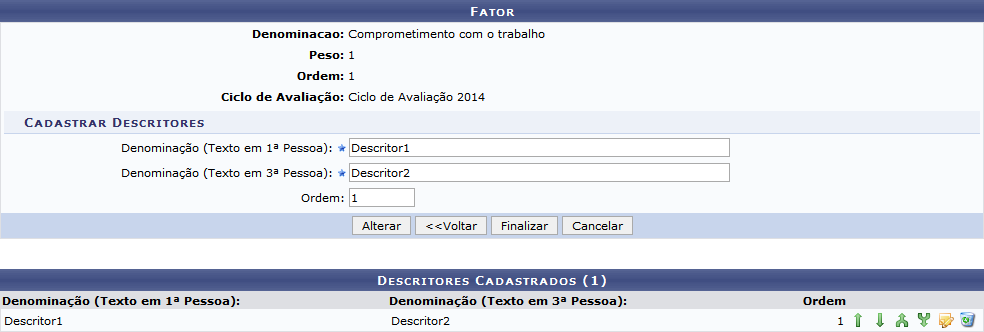 Figura 14: Alterar Descritor
