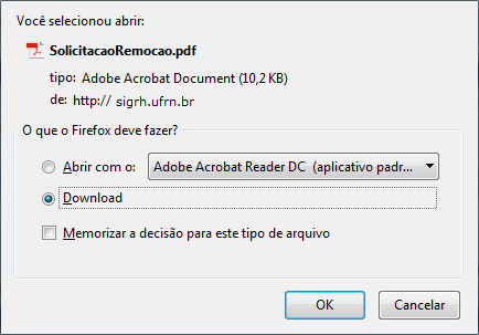 Figura 6: Caixa de Download do Requerimento da Remoção