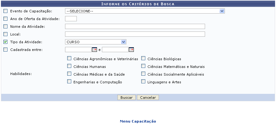 Figura 1: Informe os Critérios de Busca