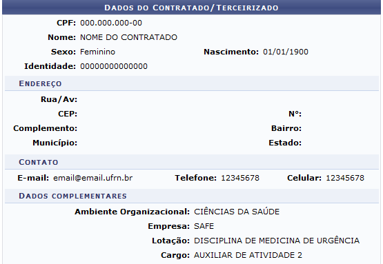 Figura 3: Dados do Contratado/Terceirizado
