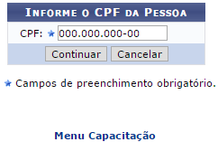 Figura 1: Informe o CPF para Cadastramento do Estagiário/Bolsista