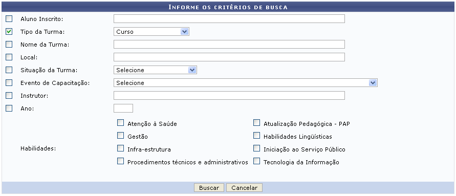 Figura 1: Informe os Critérios de Busca