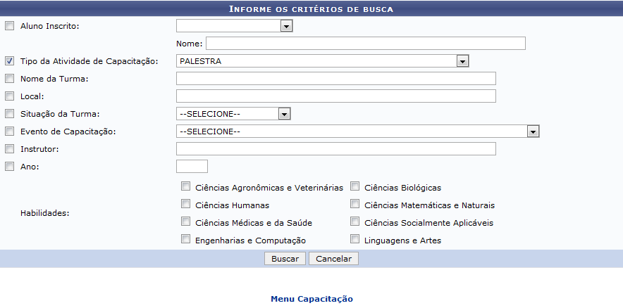 Figura 1: Informe os Critérios de Busca