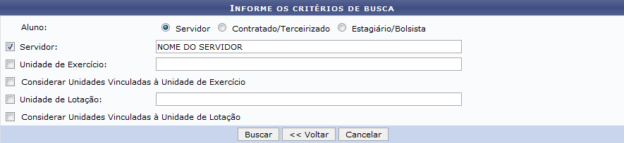 Figura 8: Informe os Critérios de Busca