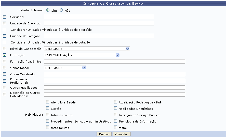 Figura 1: Informe os Critérios de Busca