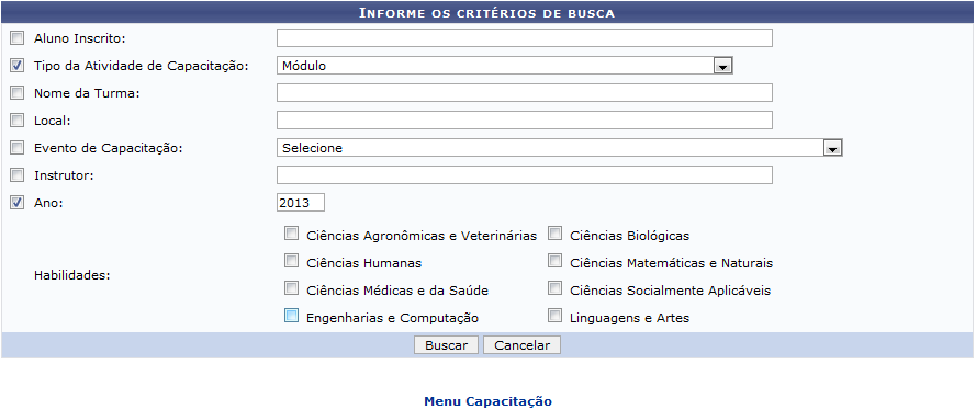 Figura 1: Informe os Critérios de Busca